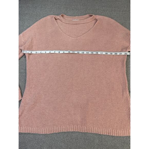 American Eagle Sweater Choker V Neck Ribbed Pink Size Medium - Picture 6 of 7